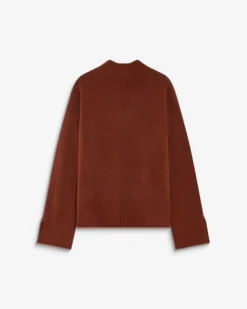 Pull large en maille jersey col montant terracotta Adelice