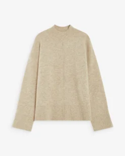 Pull large en maille jersey col montant sable Adelice