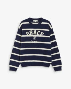 Pull à logo universitaire brodé marine Ashford