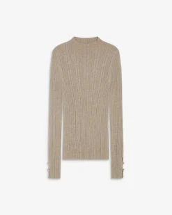 Pull maille fine près du corps col montant mocha Aloe