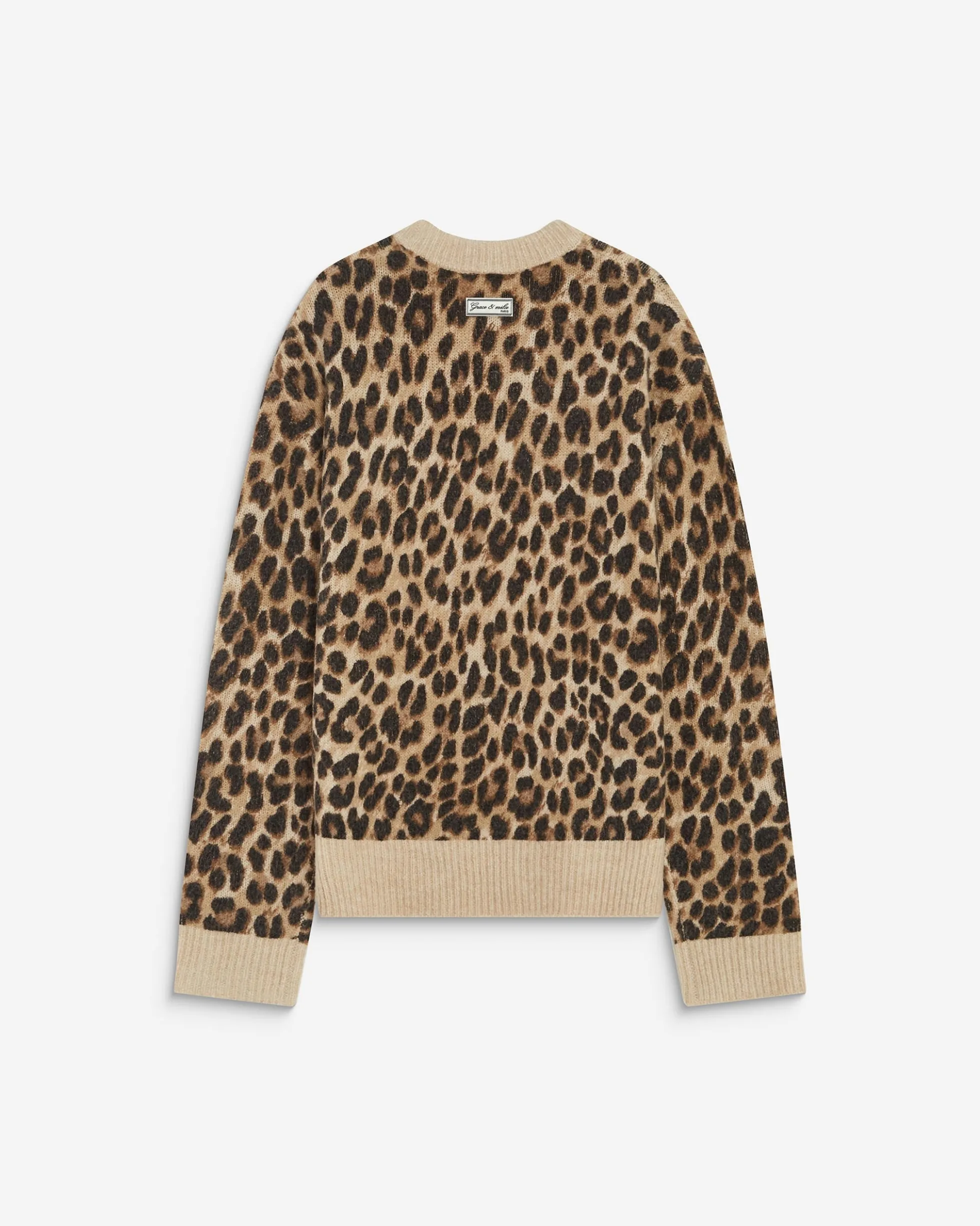 Pull manches longues col rond à motif leo Alexiel