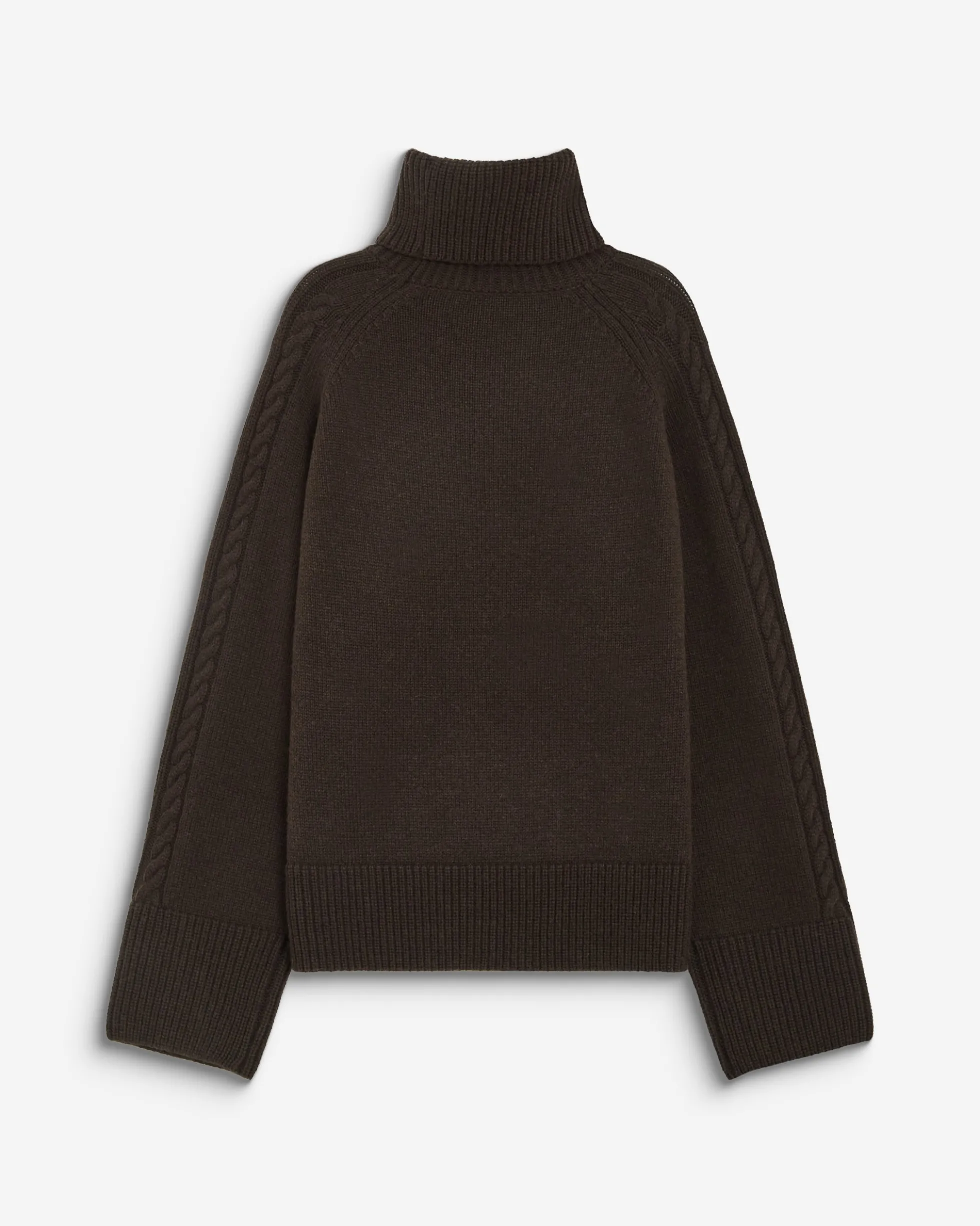 Pull oversize col roulé en maille torsadée chocolat Bastille