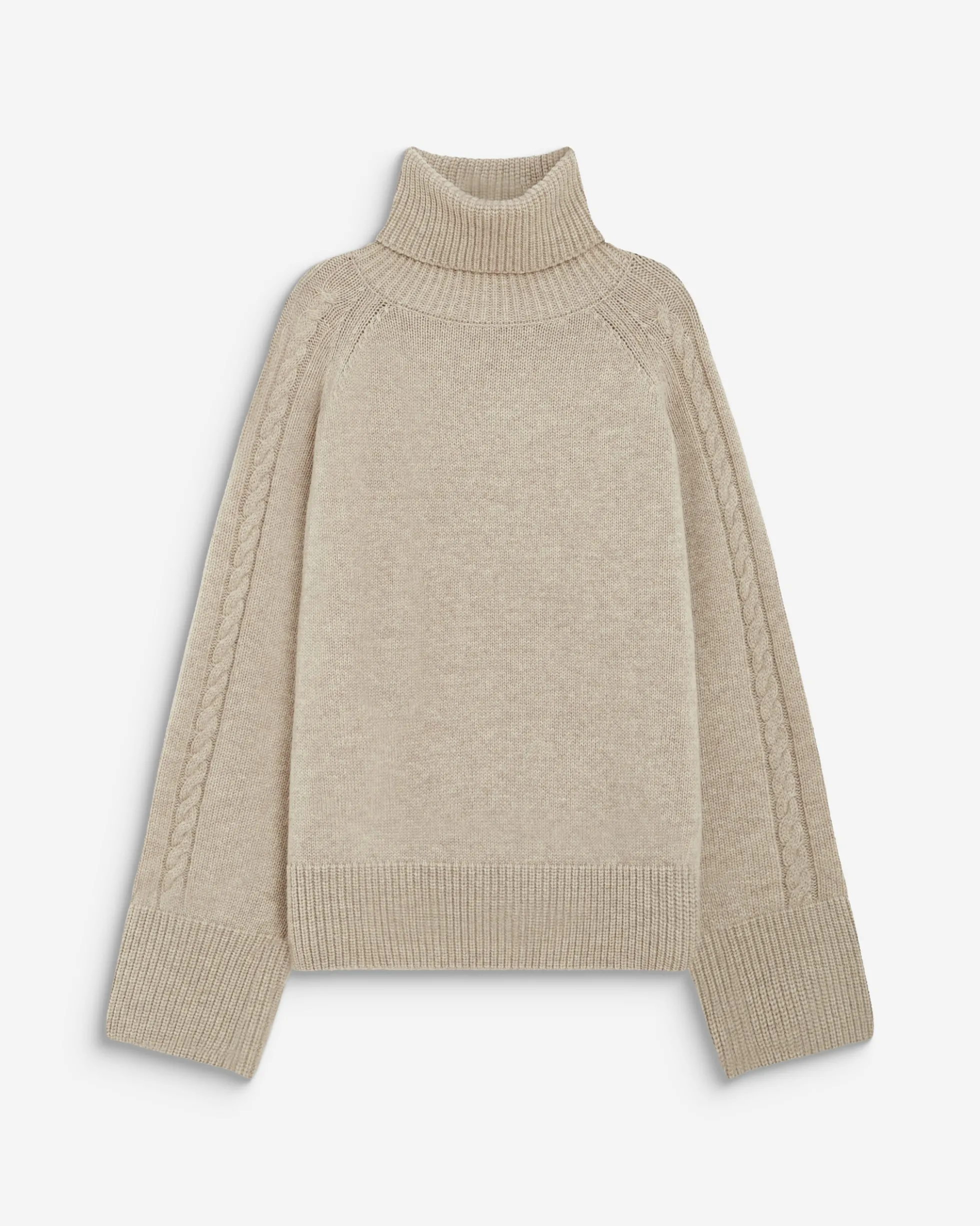 Pull oversize col roulé en maille torsadée grege Bastille