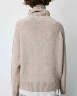 Pull oversize col roulé en maille torsadée grege Bastille