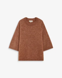 Pull oversize manches 3/4 col rond coffee Asher