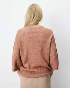 Pull oversize manches 3/4 col rond coffee Asher