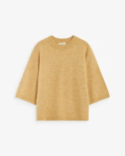 Pull oversize manches 3/4 col rond ocre Asher