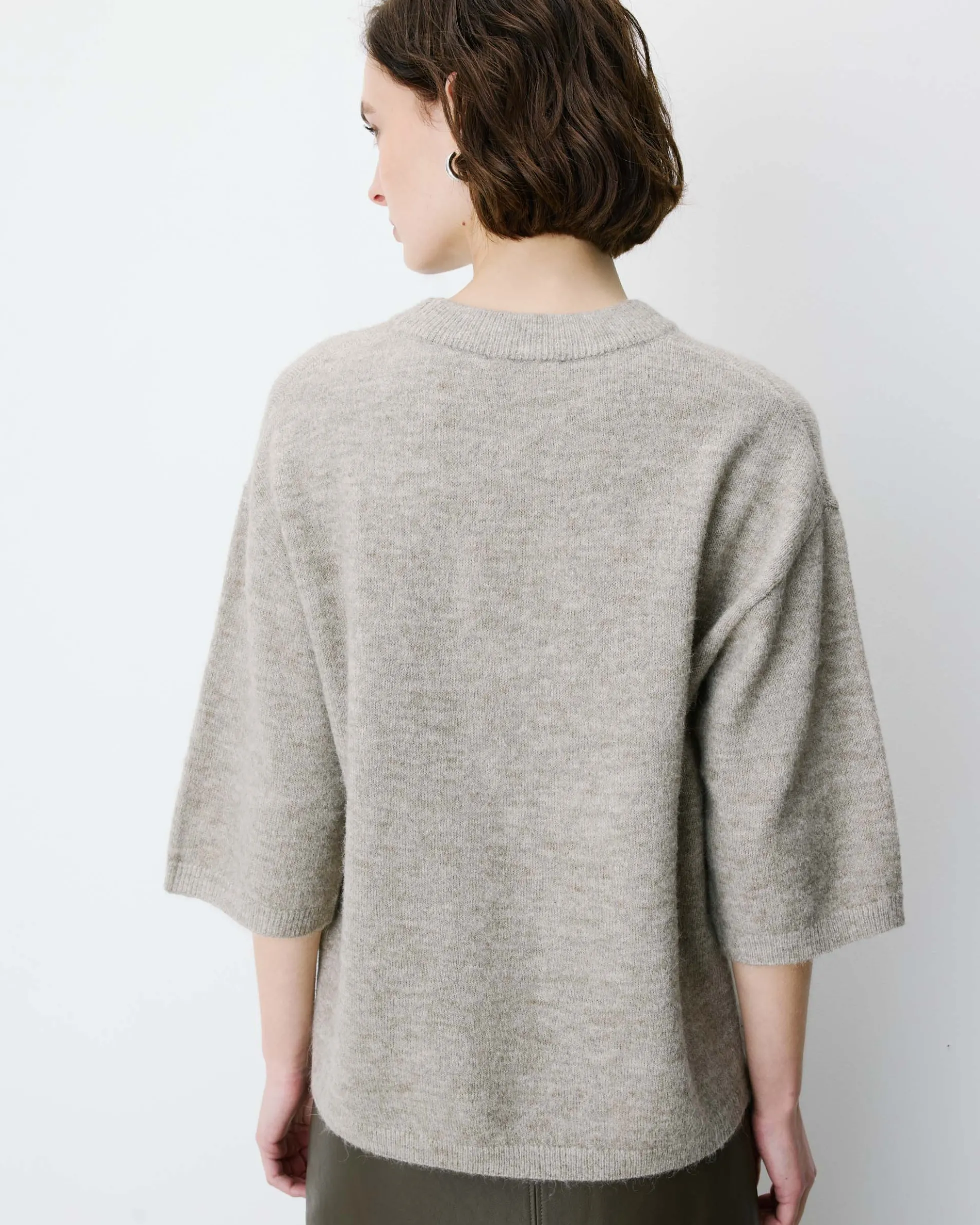 Pull oversize manches 3/4 col rond grege Asher