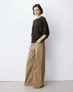 Pull oversize manches kimono 3/4 chocolat Almus