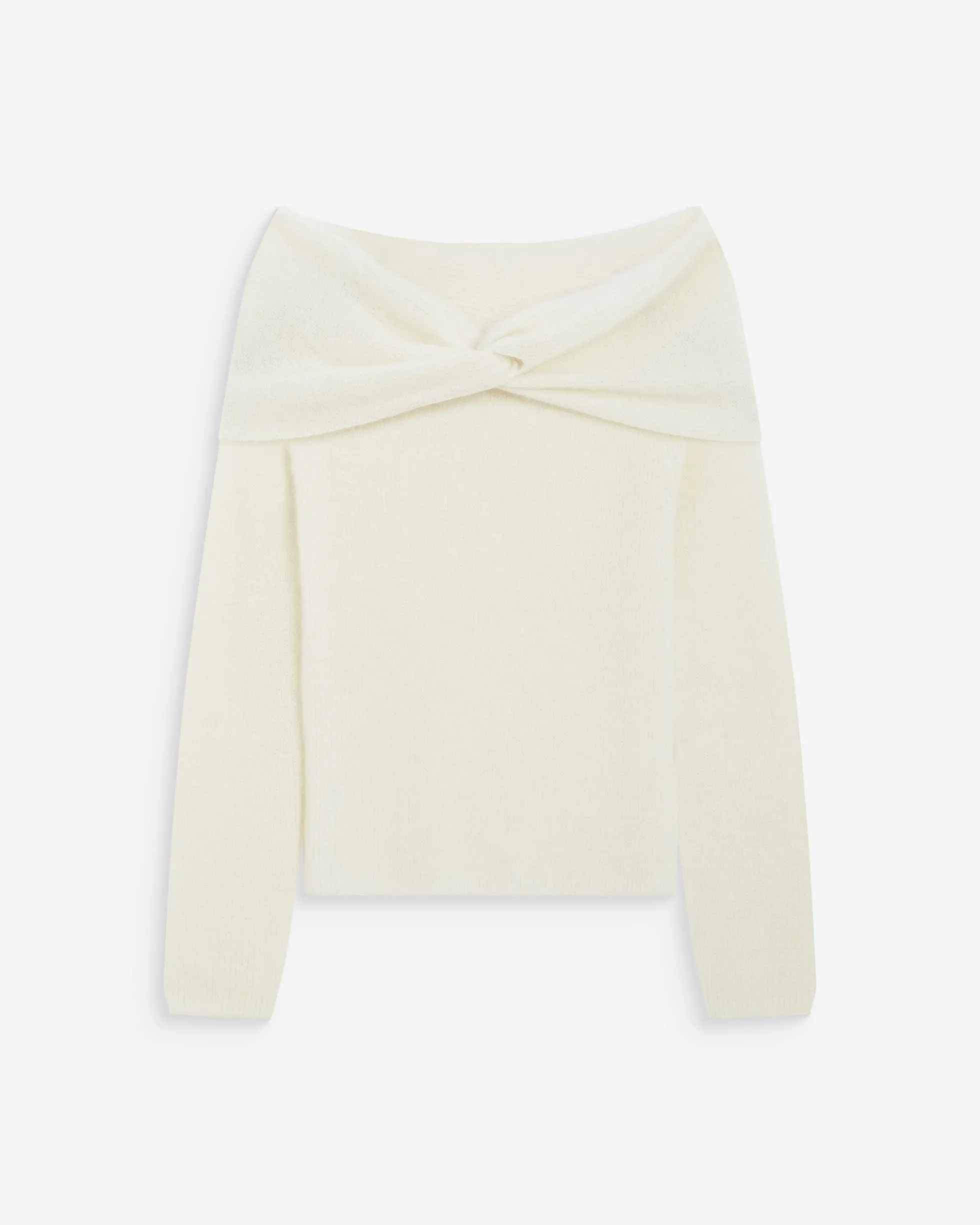 Pull à épaules dénudées manches longues ecru Bisou