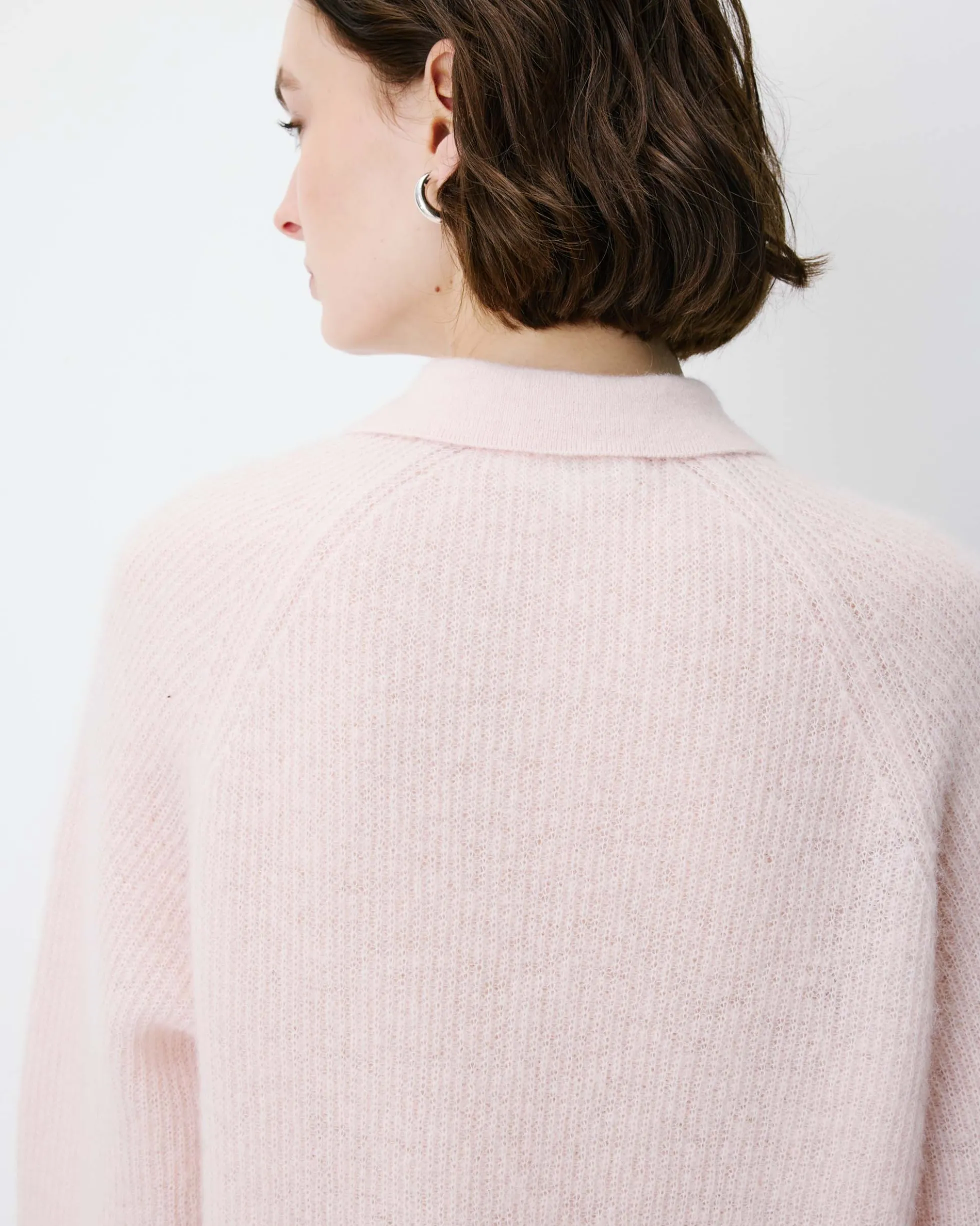 Pull polo en maille texturée boutonné nude Alevan
