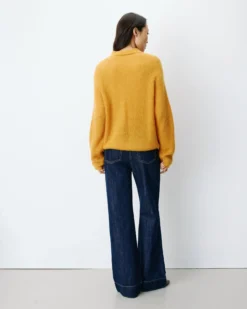 Pull polo en maille texturée boutonné ocre Alevan