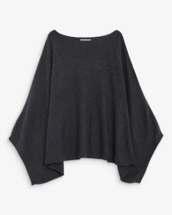 Pull poncho col bateau manches larges anthracite Adela