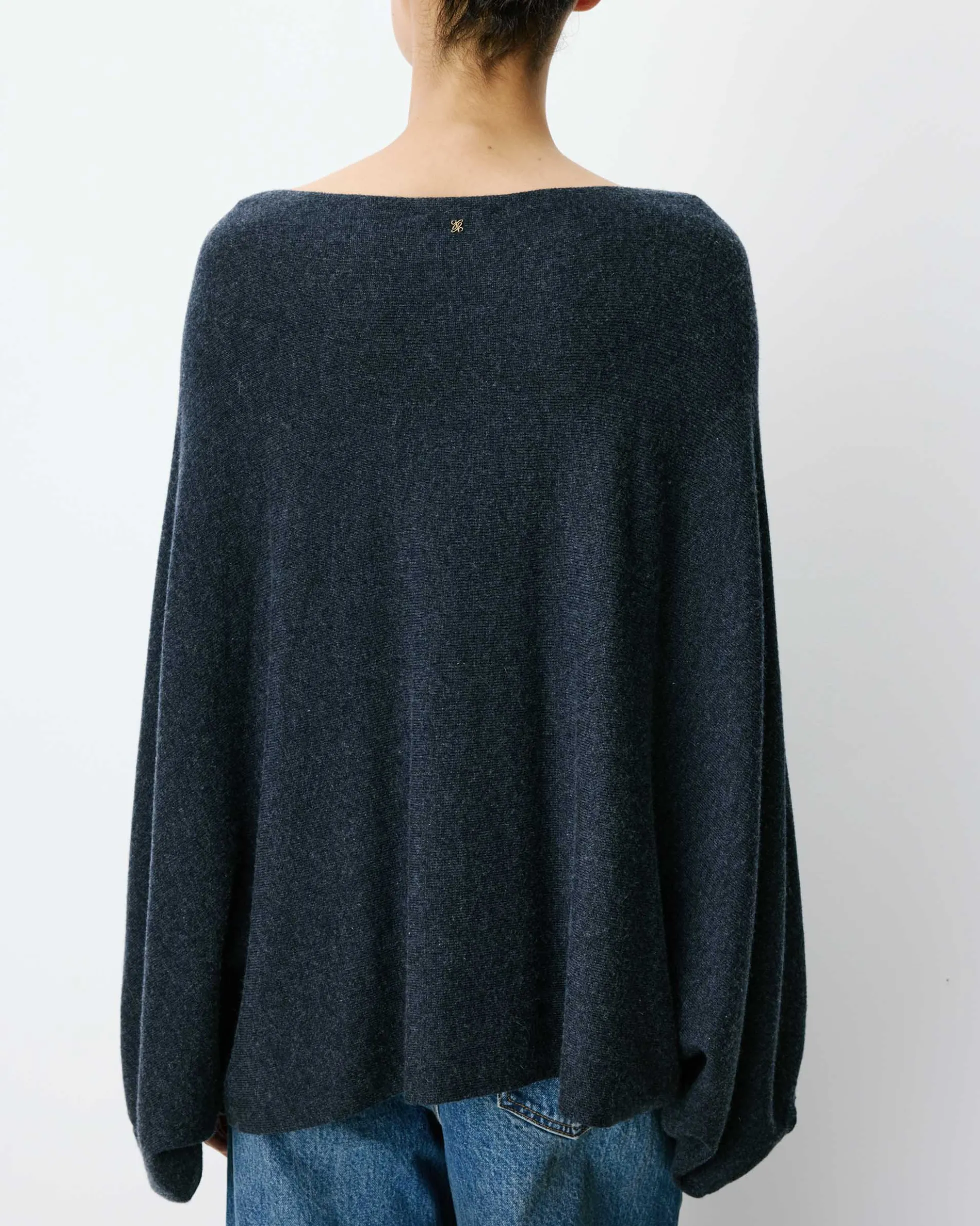 Pull poncho col bateau manches larges anthracite Adela