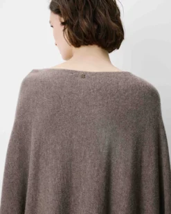 Pull poncho col bateau manches larges taupe Adela