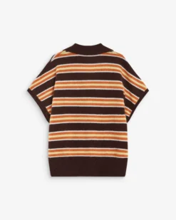 Pull rayé oversize col polo chocolat Aizen