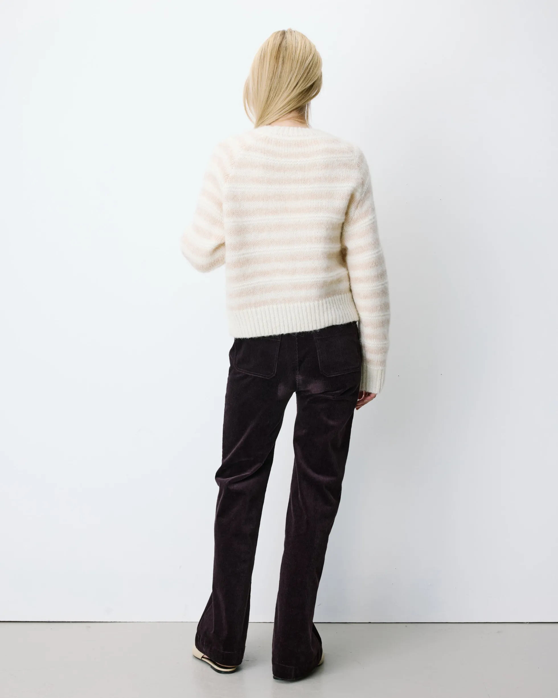 Pull à rayures en alpaga et laine mélangée beige Aimond