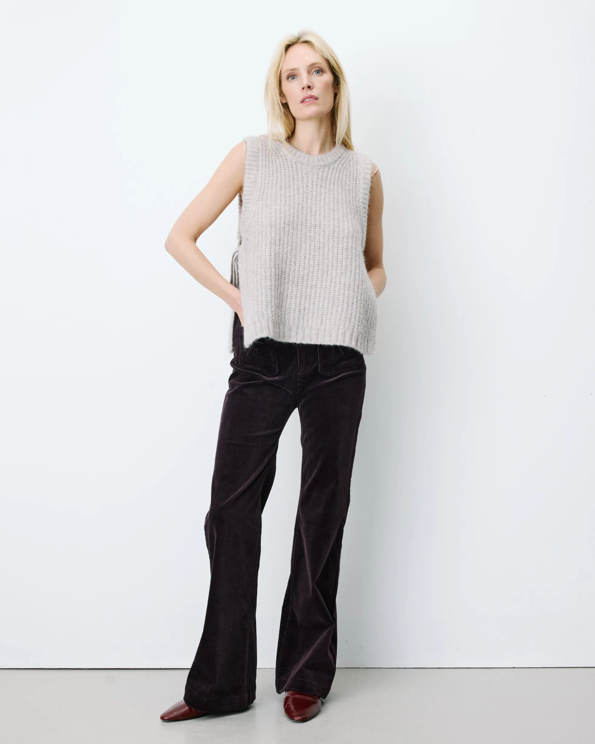 Pull sans manches en maille à nouer grege Argan