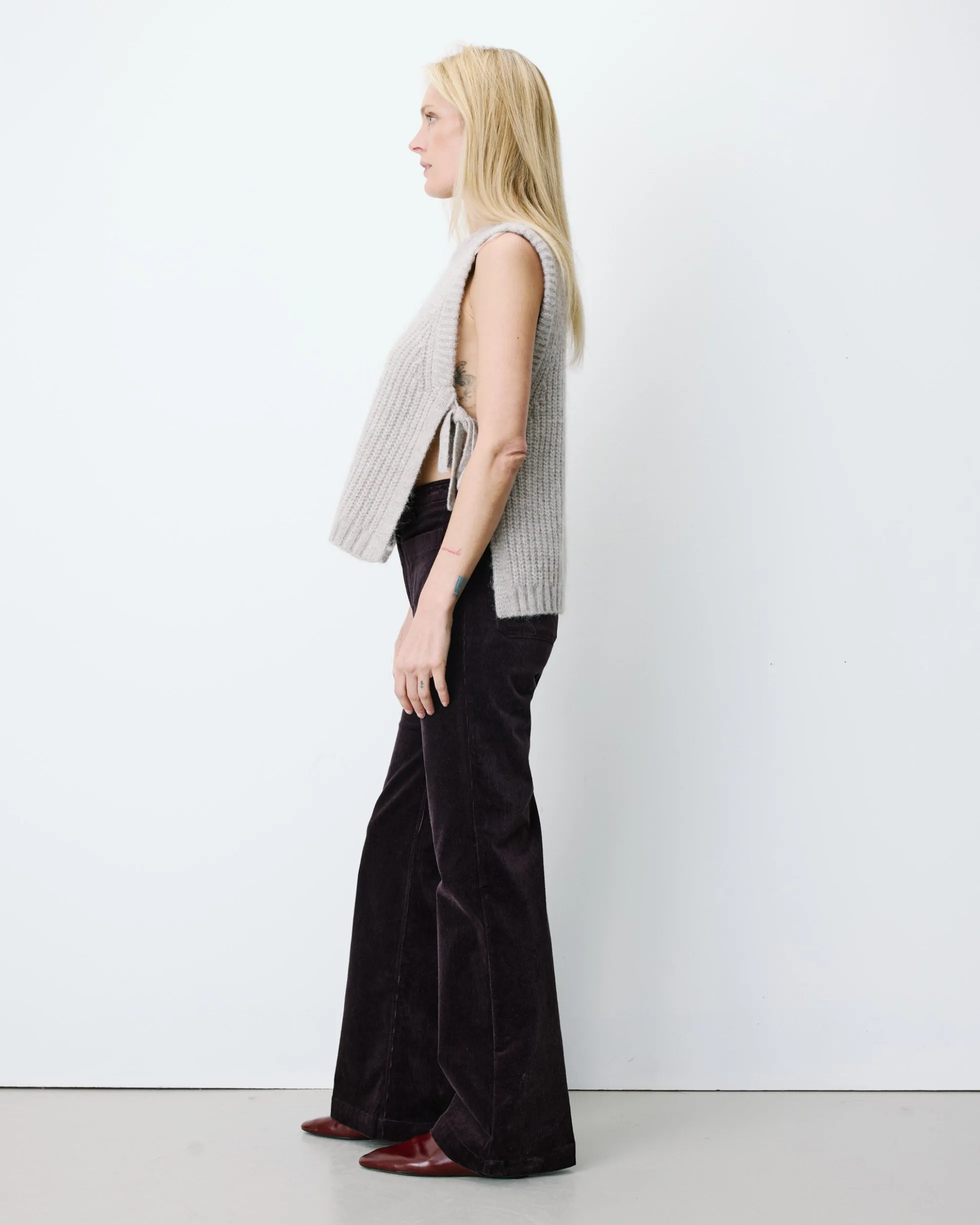 Pull sans manches en maille à nouer grege Argan