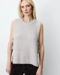 Pull sans manches en maille à nouer grege Argan
