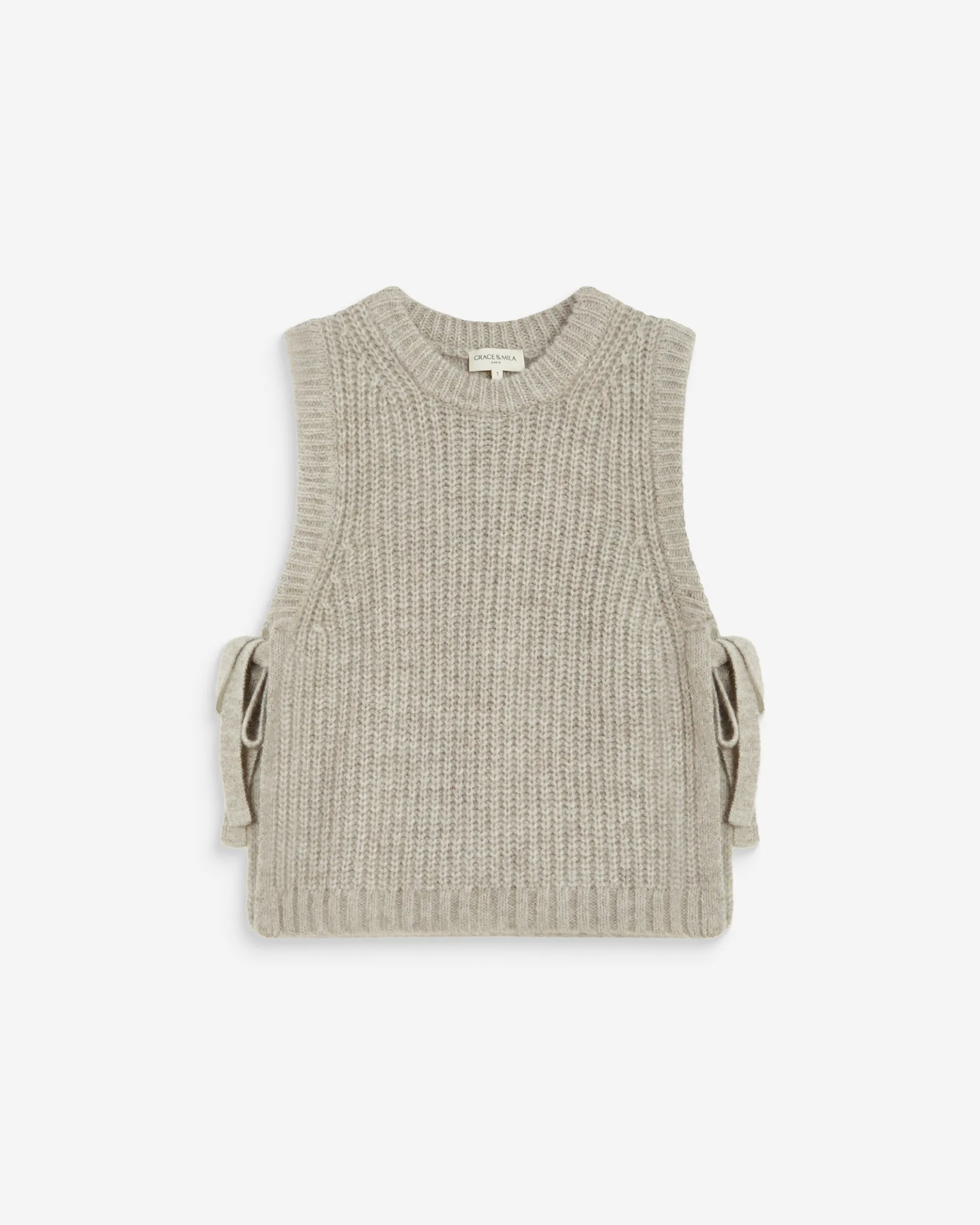Pull sans manches en maille à nouer grege Argan