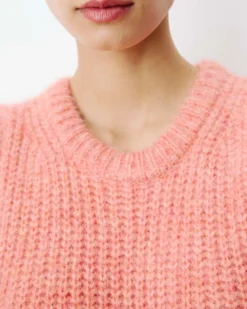 Pull sans manches en maille à nouer peche Argan