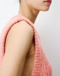 Pull sans manches en maille à nouer peche Argan