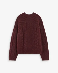 Pull torsadé ample col rond aubergine Amparo