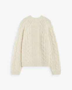 Pull torsadé ample col rond ecru Amparo