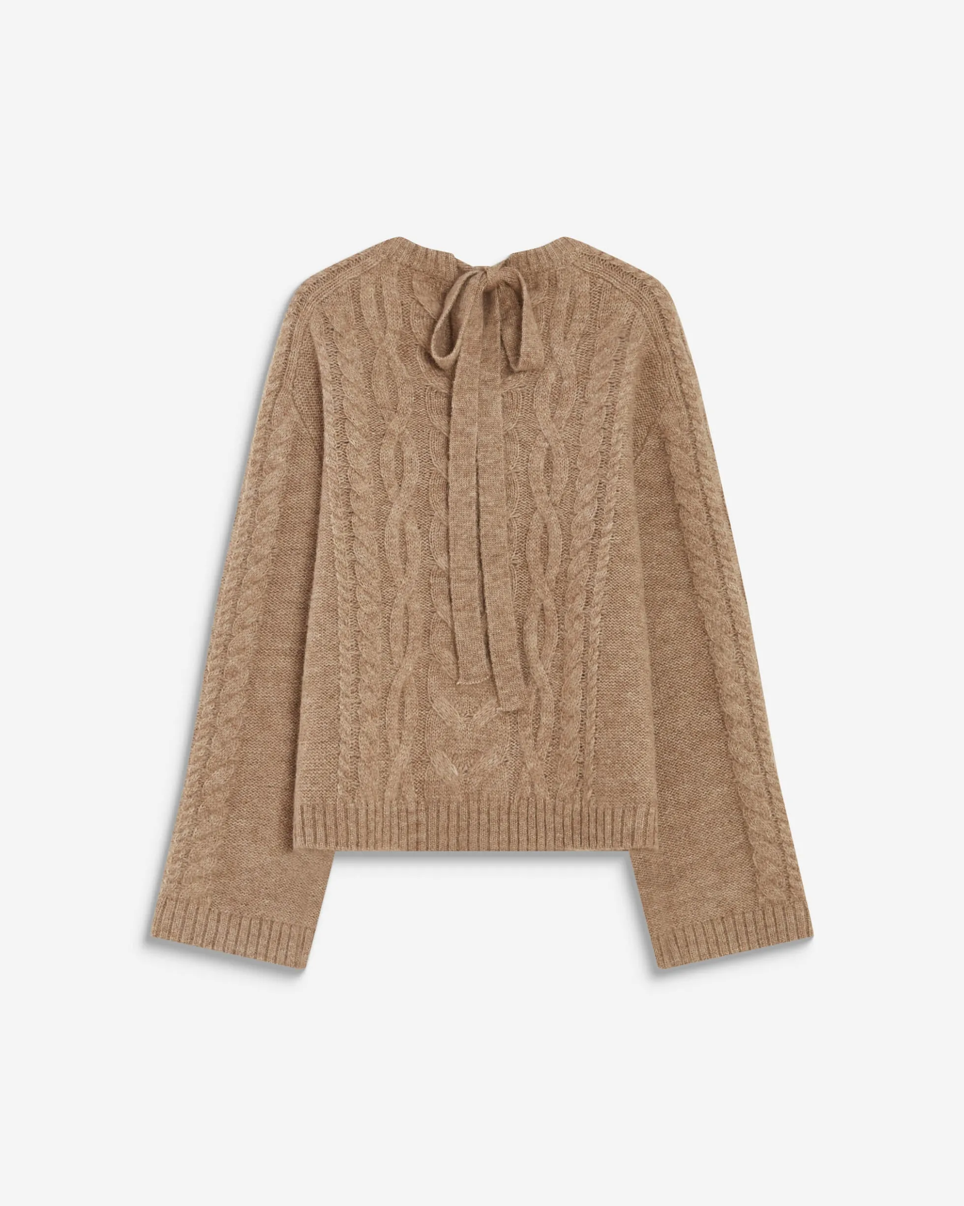 Pull torsadé à nouer au dos beige Arcelin