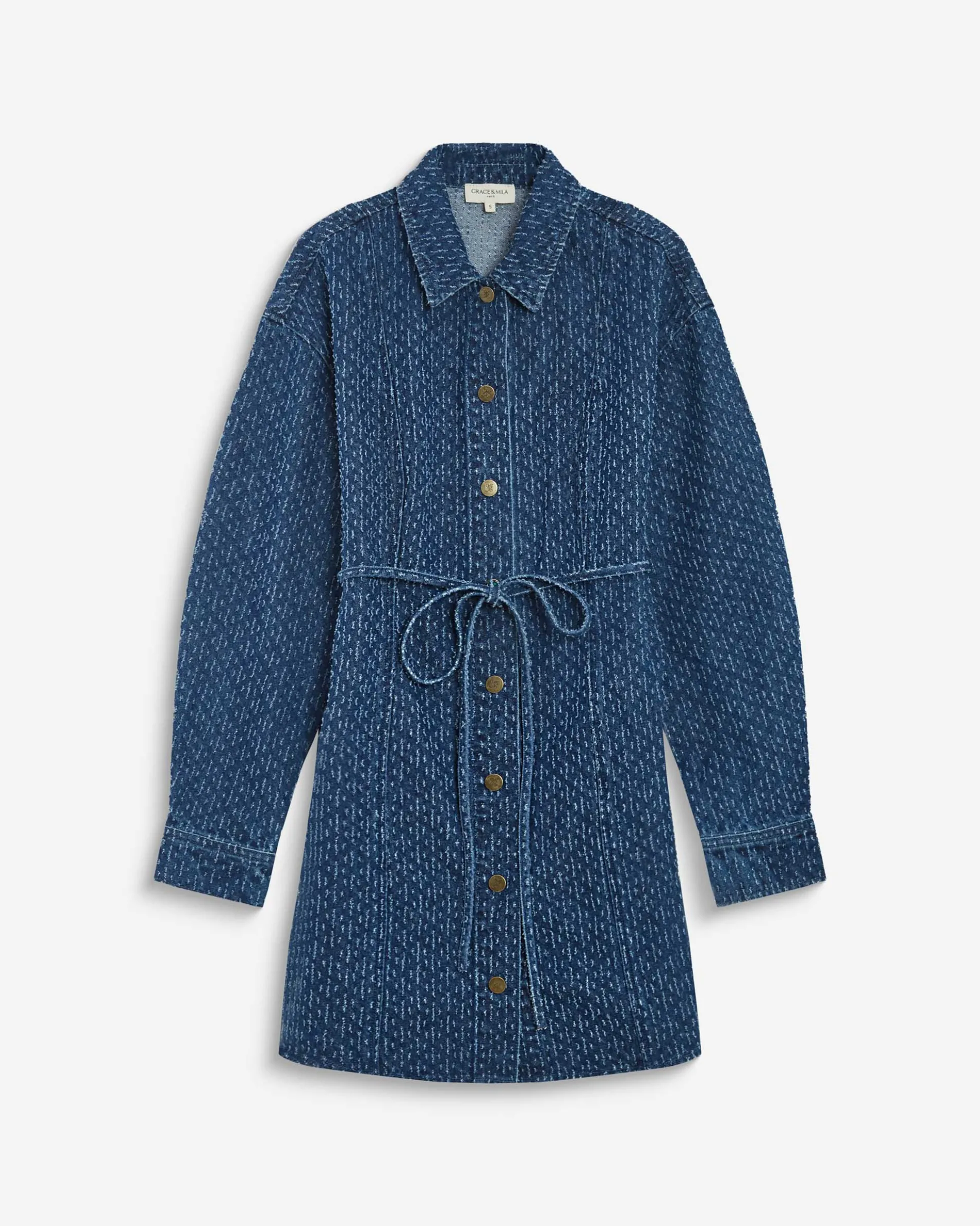 Robe chemise courte en denim à motif mediumblue Alizee