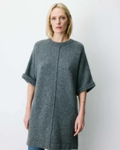Robe courte en maille manches kimono anthracite Alinae