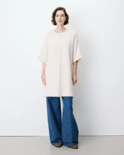 Robe courte en maille manches kimono sable Alinae