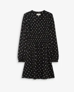 Robe courte fluide manches longues bouffantes pois Ailona