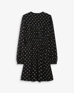 Robe courte fluide manches longues bouffantes pois Ailona