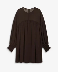 Robe courte oversize col transparent chocolat Belya