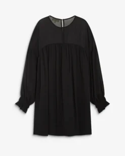 Robe courte oversize col transparent noir Belya