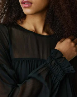 Robe courte oversize col transparent noir Belya