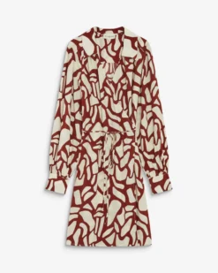 Robe courte portefeuille à motif terracotta Anika