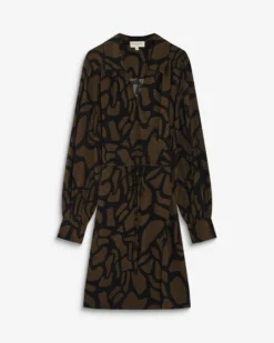Robe courte portefeuille à motif kaki Anika