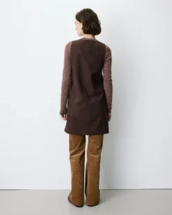 Robe courte sans manches en suédine chocolat Anaya