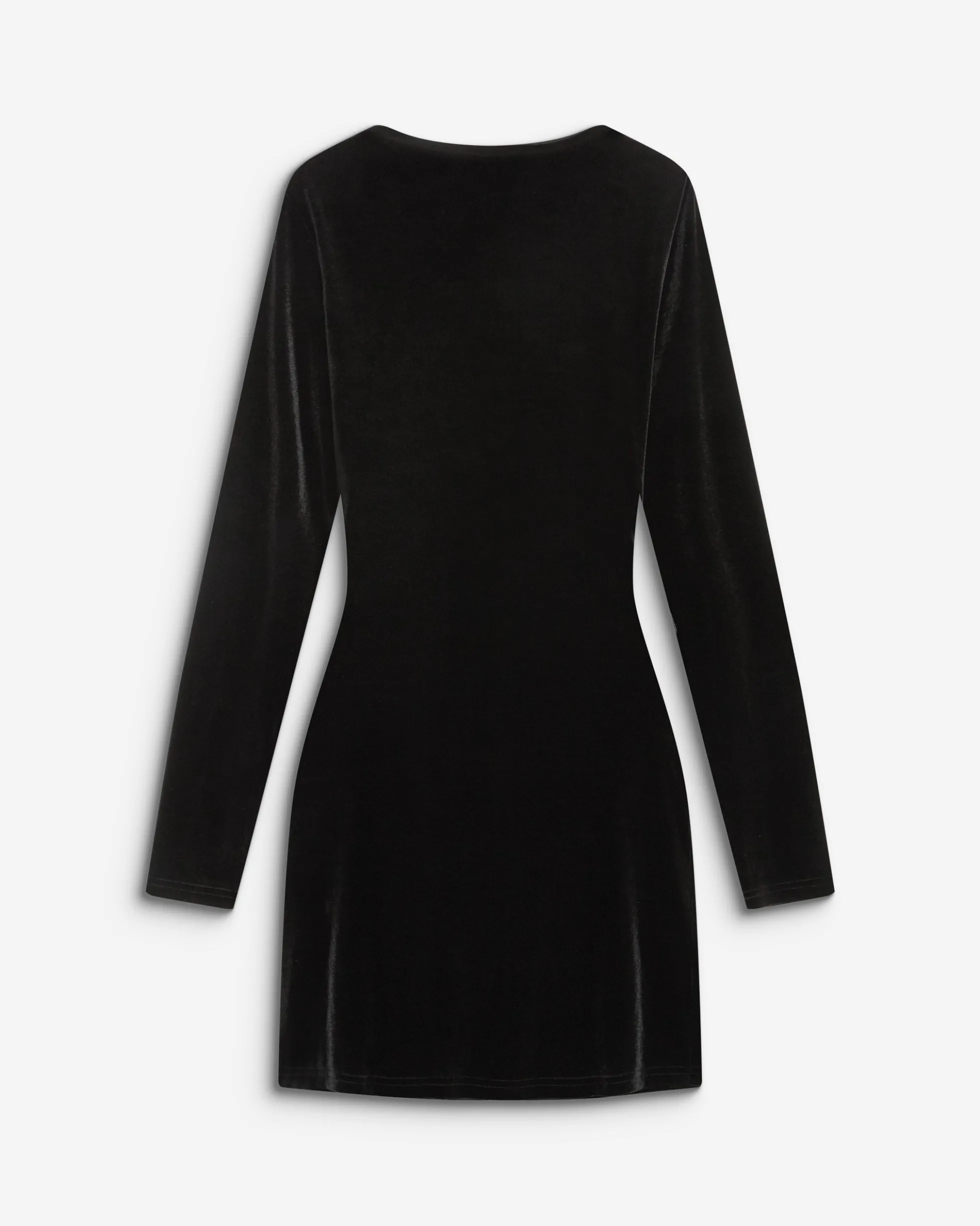Robe courte velours drapée manches longues noir Beverly