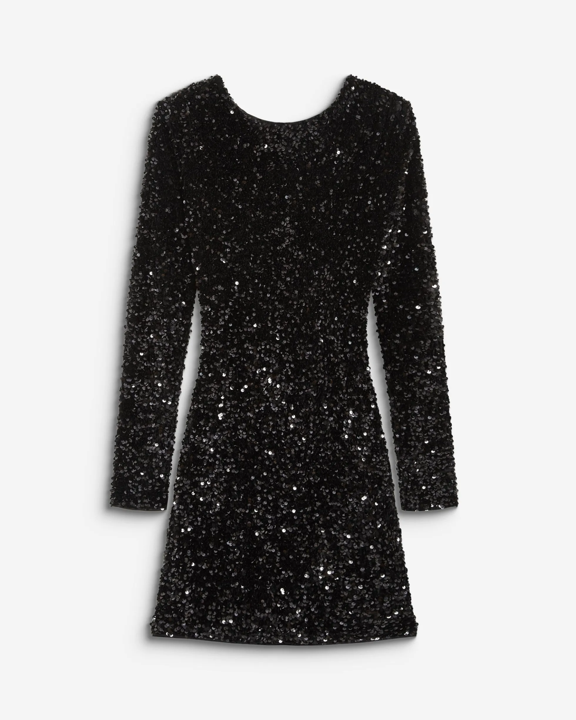 Robe fourreau courte à sequins dos nu noir Bahia