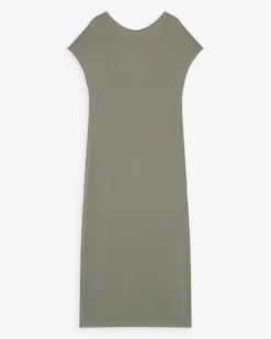 Robe longue légère en modal manches courtes kaki Peace
