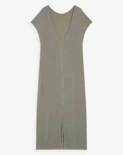 Robe longue légère en modal manches courtes kaki Peace