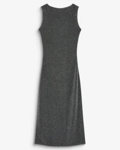Robe mi-longue cintrée en jersey lurex silver Brigitte