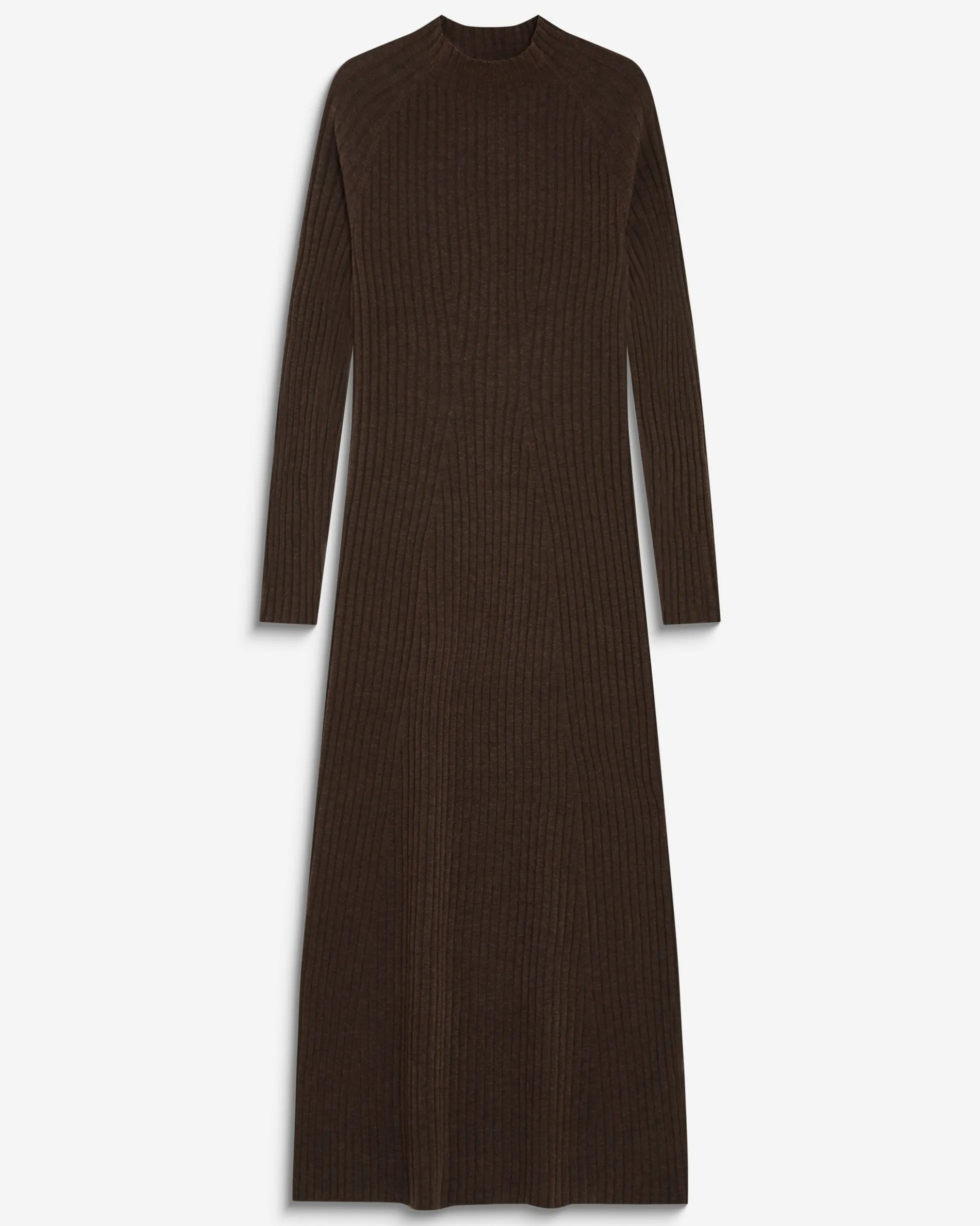 Robe pull longue col montant chocolat Alexandra