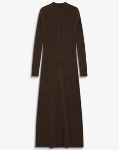 Robe pull longue col montant chocolat Alexandra