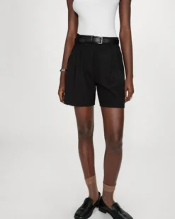 Short droit à plis taille mi-haute noir Vite