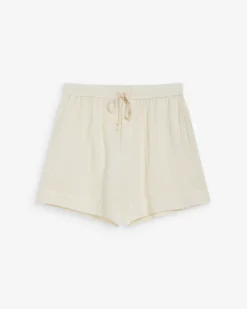 Short large taille haute en gaze de coton ecru Wasabi